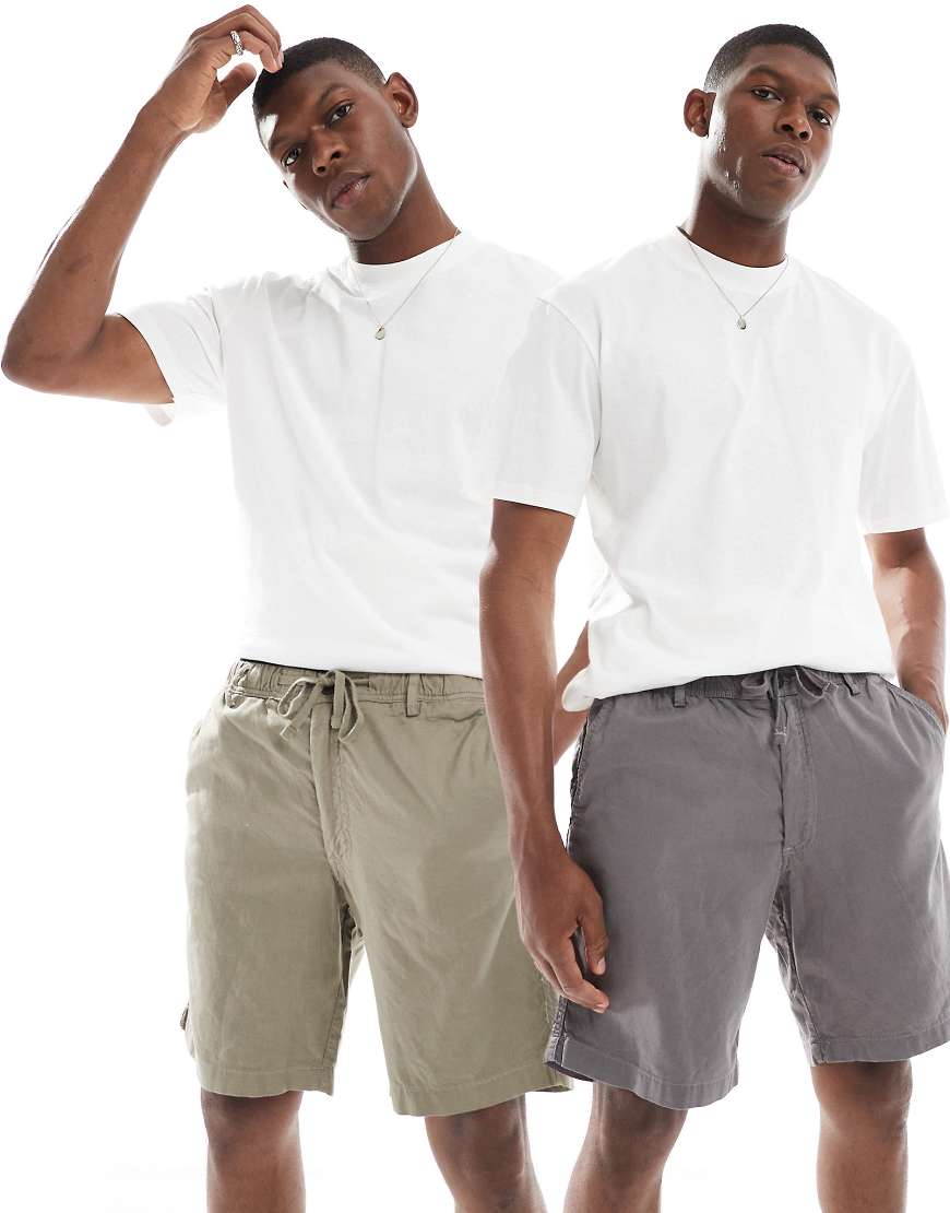 Jack & Jones - 2er-Pack Shorts aus Leinenmix in Khaki und Grau-Grün Jack & Jones - 2er-Pack Shorts aus Leinenmix in Khaki und Grau-Grün von Jack & Jones