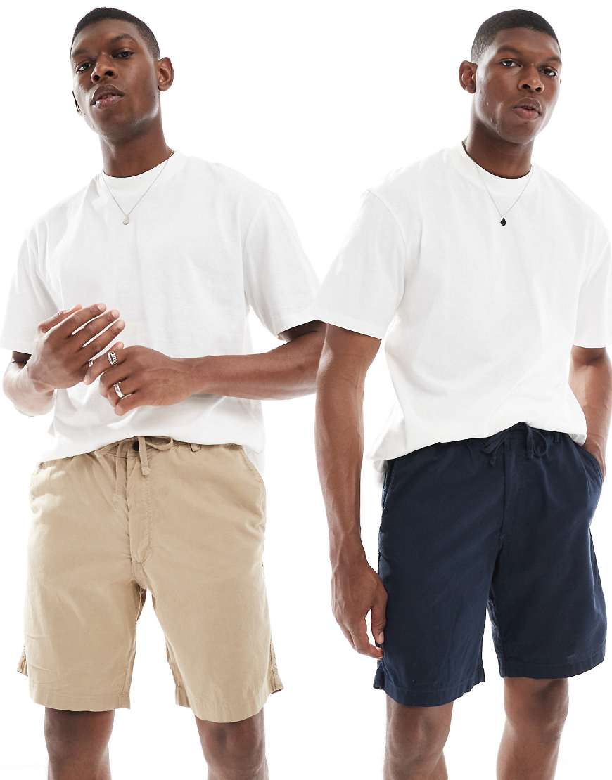 Jack & Jones - 2er-Pack Shorts aus Leinenmix in Marineblau und Beige Jack & Jones - 2er-Pack Shorts aus Leinenmix in Marineblau und Beige von Jack & Jones