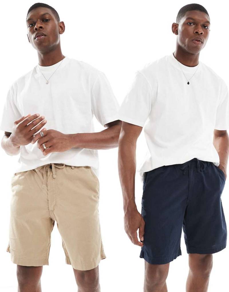 Jack & Jones - 2er-Pack Shorts aus Leinenmix in Marineblau und Beige von Jack & Jones