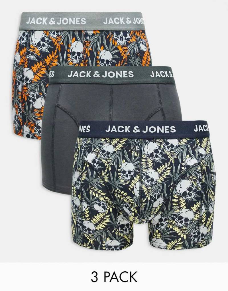 Jack & Jones - 3-er Pack Unterhosen in Marineblau mit Totenkopf-Print von Jack & Jones