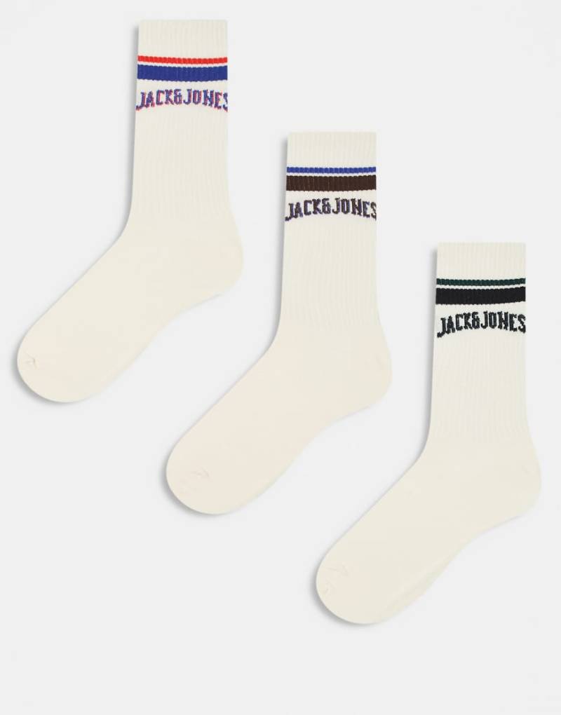 Jack & Jones - 3er-Pack College-Socken in Creme-Weiß von Jack & Jones