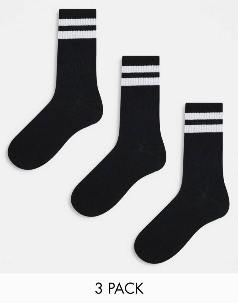 Jack & Jones - 3er-Pack Tennissocken in Schwarz mit Streifen von Jack & Jones