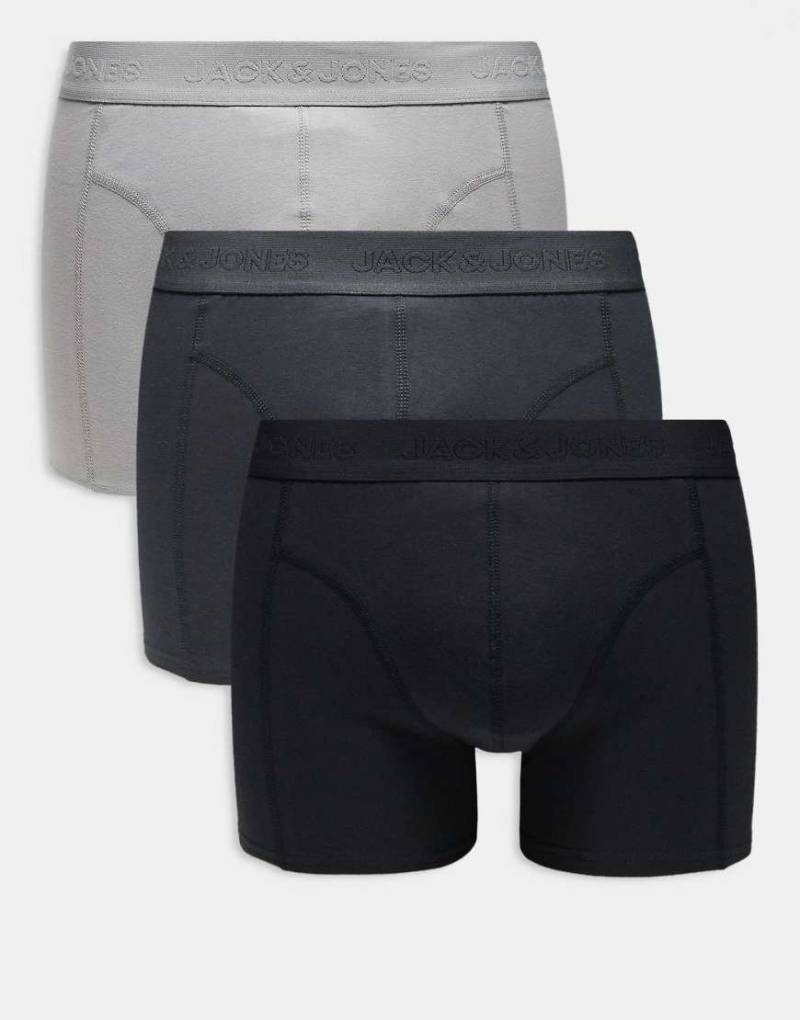 Jack & Jones - 3er-Pack Trunk-Unterhosen in Schwarz und Grau von Jack & Jones