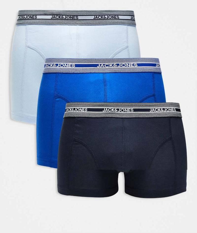 Jack & Jones - 3er-Pack Unterhosen in Blautönen mit Logo von Jack & Jones