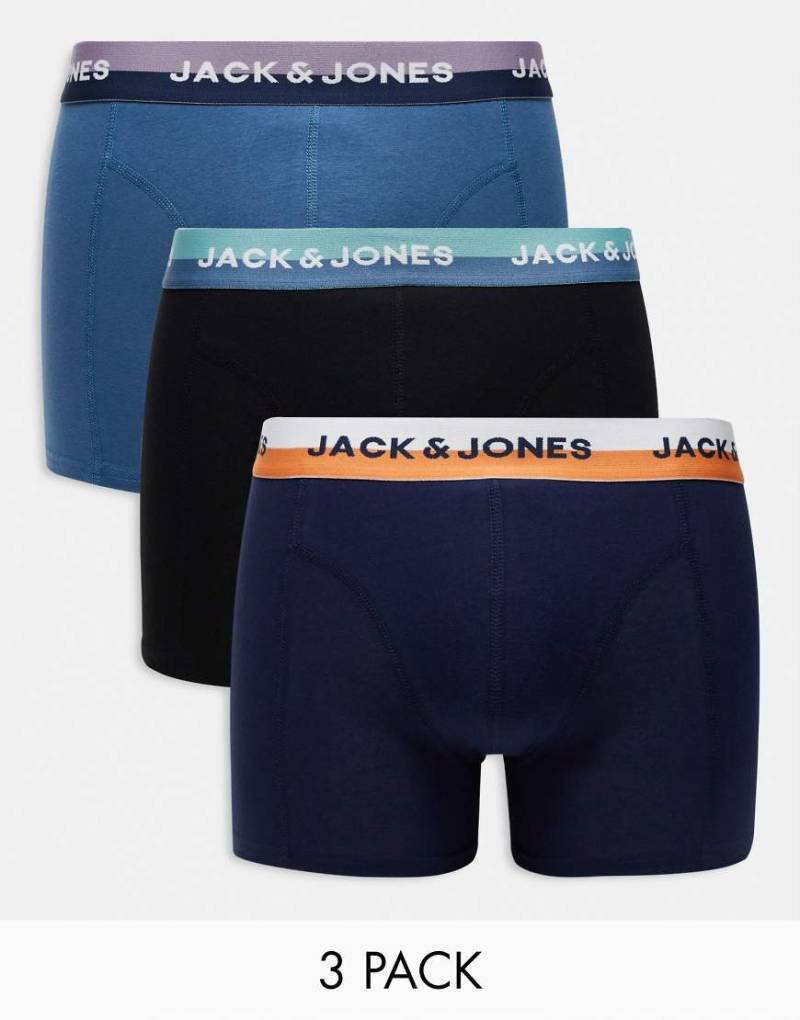 Jack & Jones - 3er-Pack Unterhosen in Bunt-Blau mit Logobund von Jack & Jones