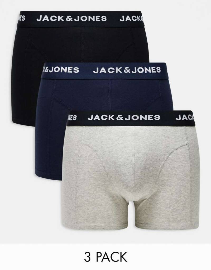 Jack & Jones - 3er-Pack Unterhosen in Grautönen mit Logobund-Schwarz von Jack & Jones