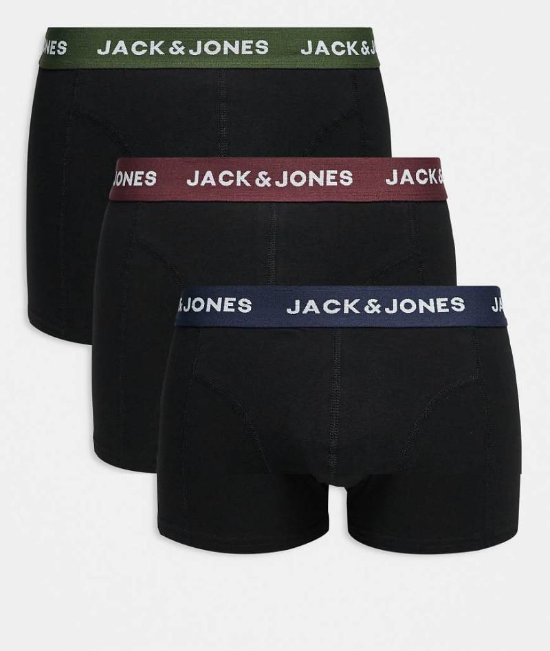 Jack & Jones - 3er-Pack Unterhosen in Schwarz mit Bund in verschiedenen Farben von Jack & Jones