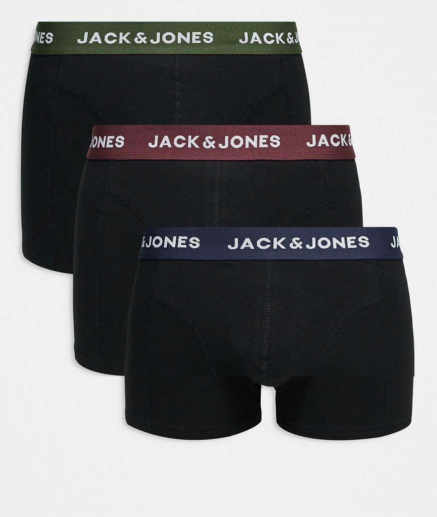 Jack & Jones - 3er-Pack Unterhosen in Schwarz mit Bund in verschiedenen Farben von Jack & Jones