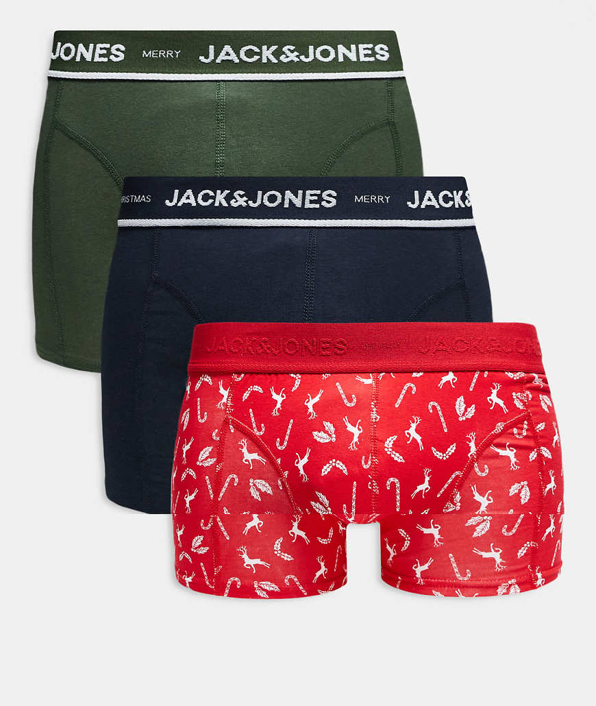 Jack & Jones - 3er-Pack Unterhosen mit Weihnachtsmotiven-Marineblau von Jack & Jones
