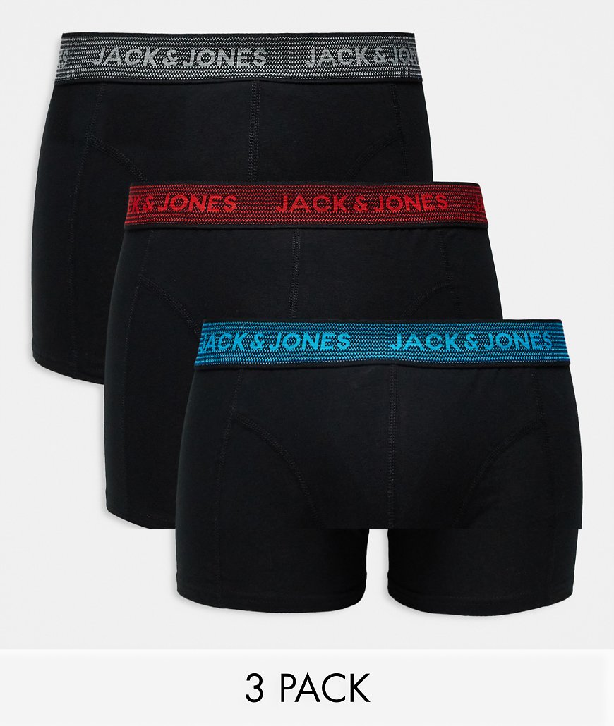 Jack & Jones - 3er-Pack Unterhosen mit abgesetztem Bund in Schwarz-Grau von Jack & Jones