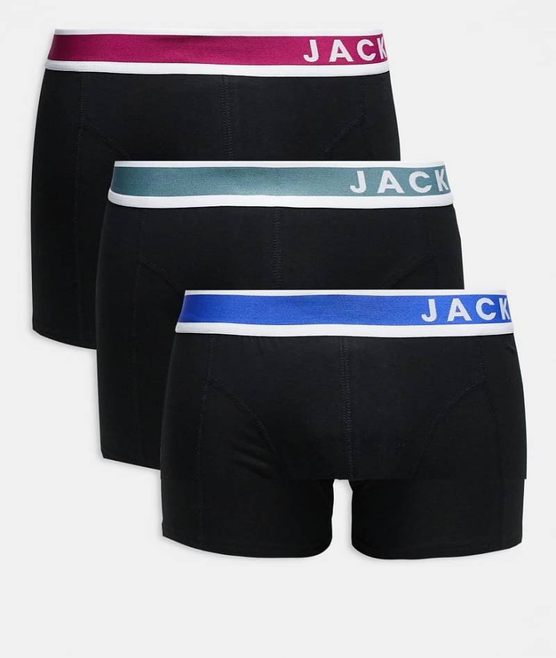 Jack & Jones - 3er-Pack Unterhosen mit kontrastierendem Logo in verschiedenen Farben-Schwarz von Jack & Jones