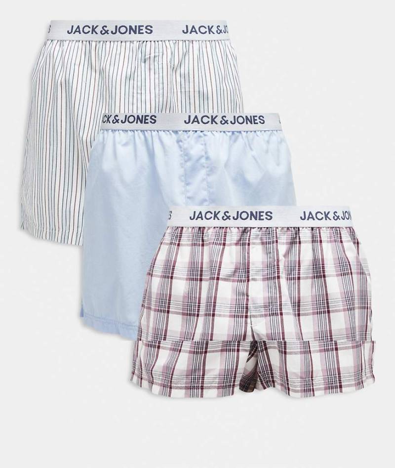 Jack & Jones - 3er-Pack gestreifte Boxershorts in verschiedenen Farben-Blau von Jack & Jones