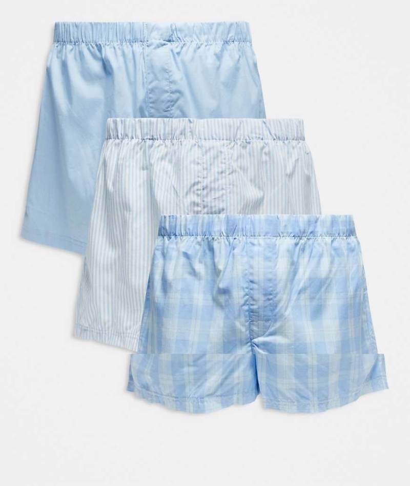 Jack & Jones - 3er-Pack karierte Web-Boxershorts in Blau von Jack & Jones