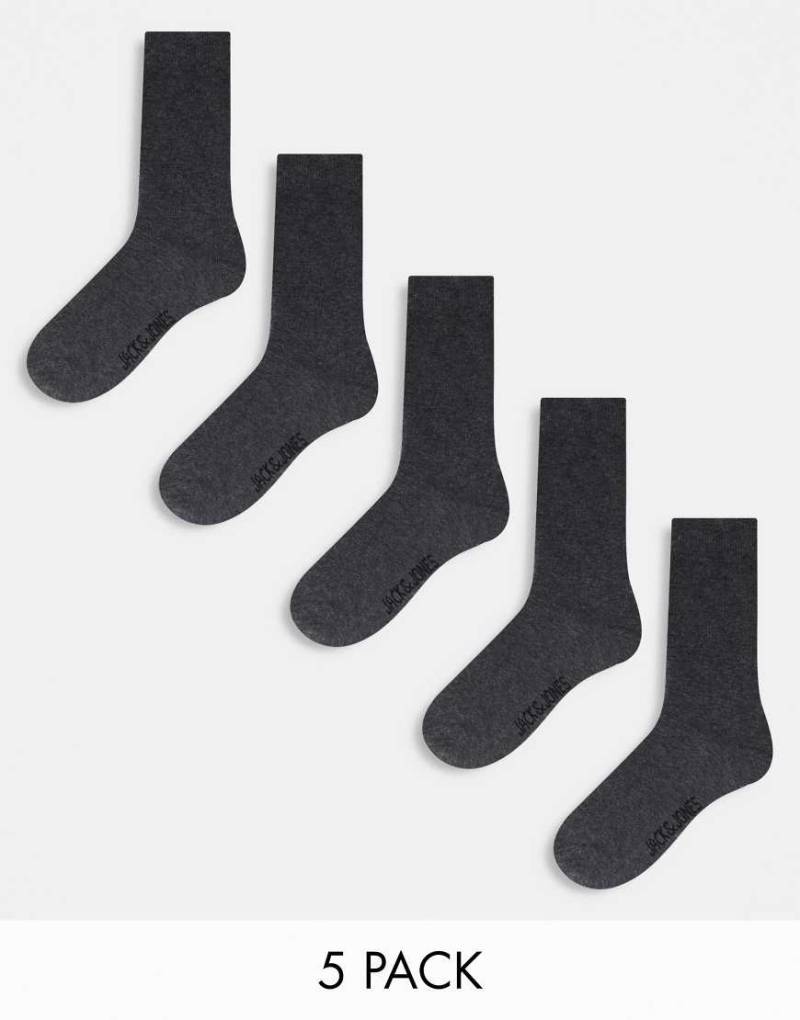 Jack & Jones - 5er-Pack Socken in Dunkelgrau meliert von Jack & Jones