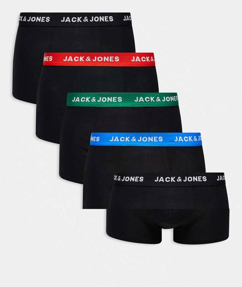 Jack & Jones - 5er-Pack Unterhosen in Schwarz mit kontrastierendem Bund von Jack & Jones