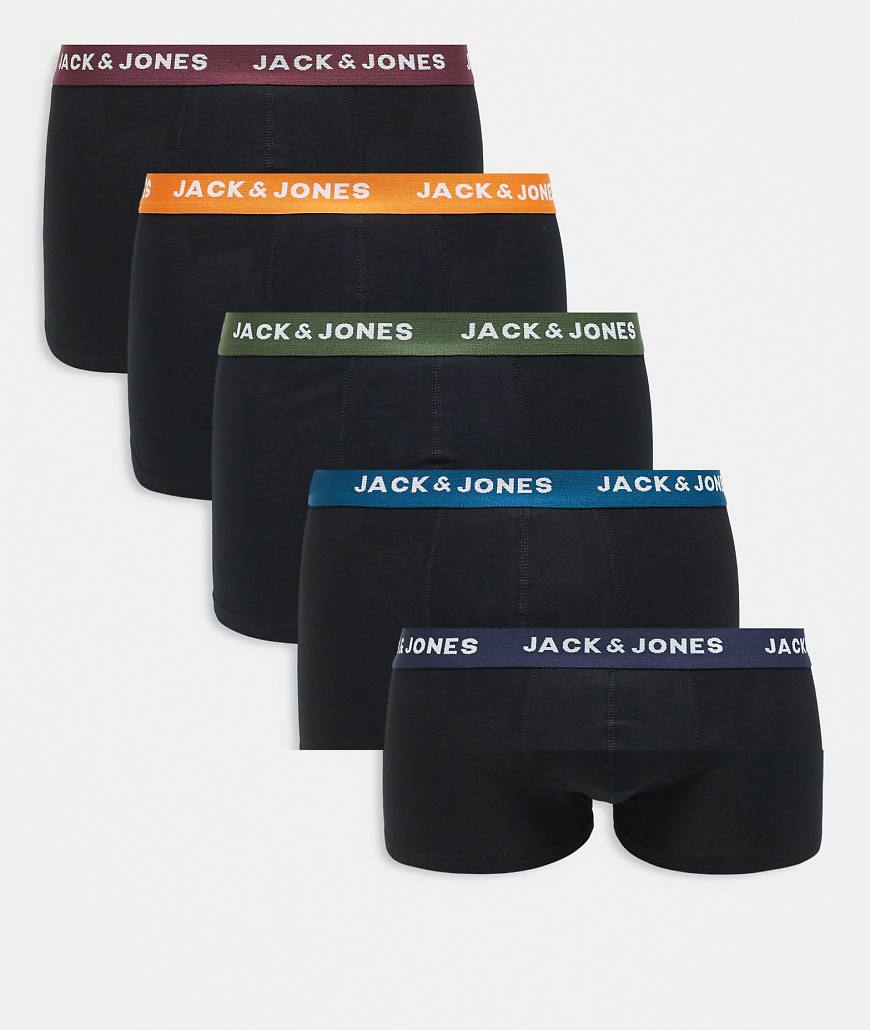 Jack & Jones - 5er-Pack Unterhosen mit farbigem Bund-Schwarz von Jack & Jones