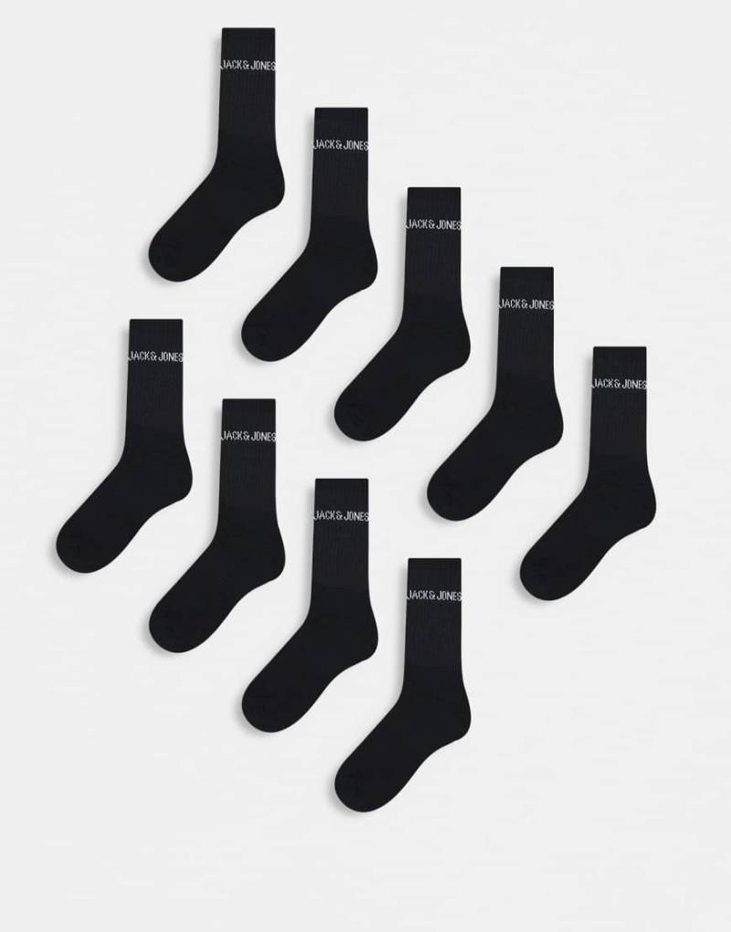 Jack & Jones - 9er-Pack gerippte Socken in Schwarz mit Logo von Jack & Jones