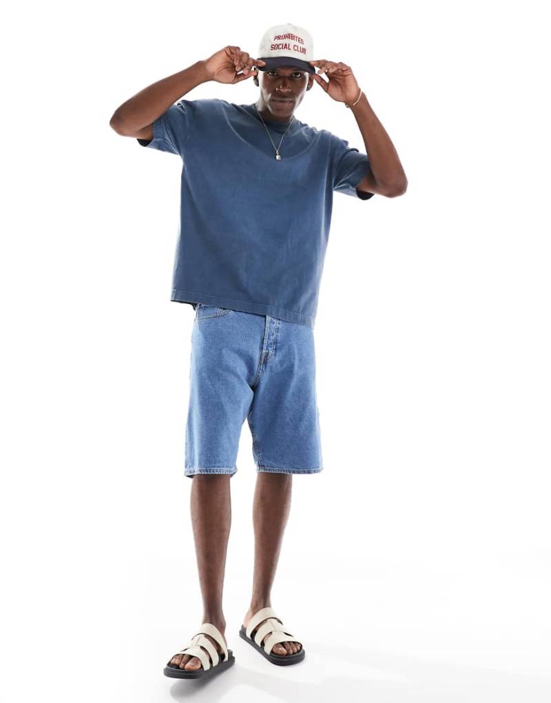 Jack & Jones - Alex - Baggy Jeans-Shorts in mittelblauer Waschung von Jack & Jones