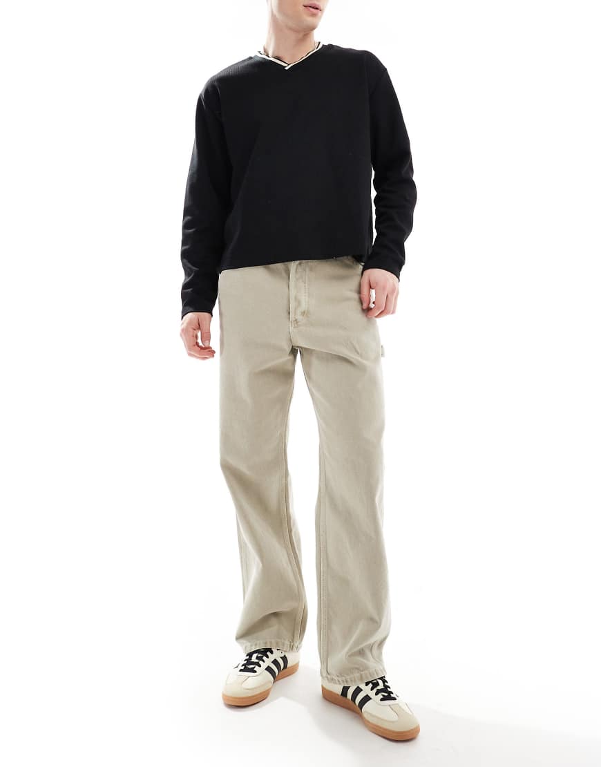 Jack & Jones - Alex - Weite Carpenter-Jeans in hellgrauer Waschung von Jack & Jones