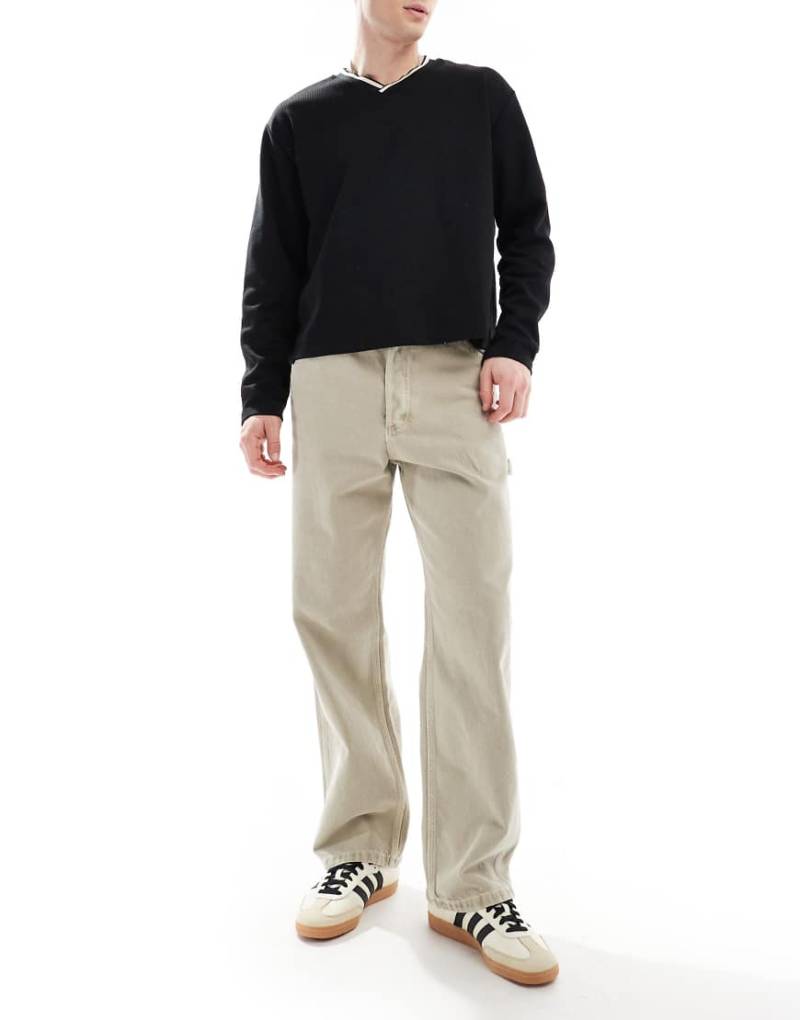 Jack & Jones - Alex - Weite Carpenter-Jeans in hellgrauer Waschung von Jack & Jones