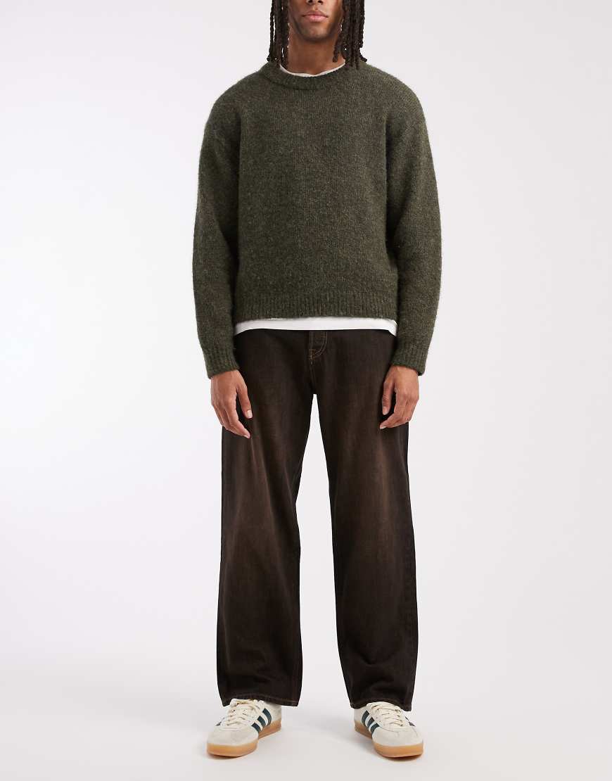 Jack & Jones - Alex - Weite Jeans in Schwarz mit braunem Farbstich von Jack & Jones