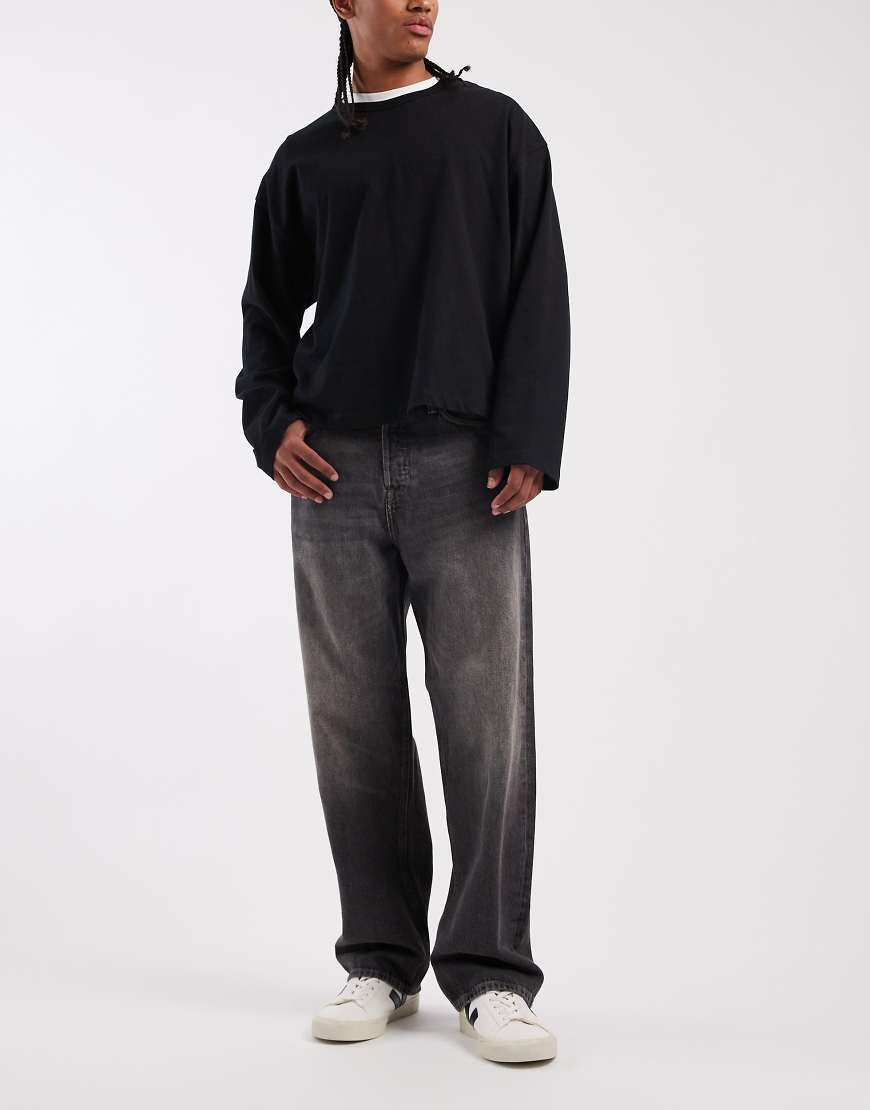 Jack & Jones - Alex - Weite Jeans in verwaschenem Schwarz von Jack & Jones