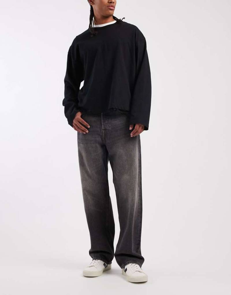 Jack & Jones - Alex - Weite Jeans in verwaschenem Schwarz von Jack & Jones