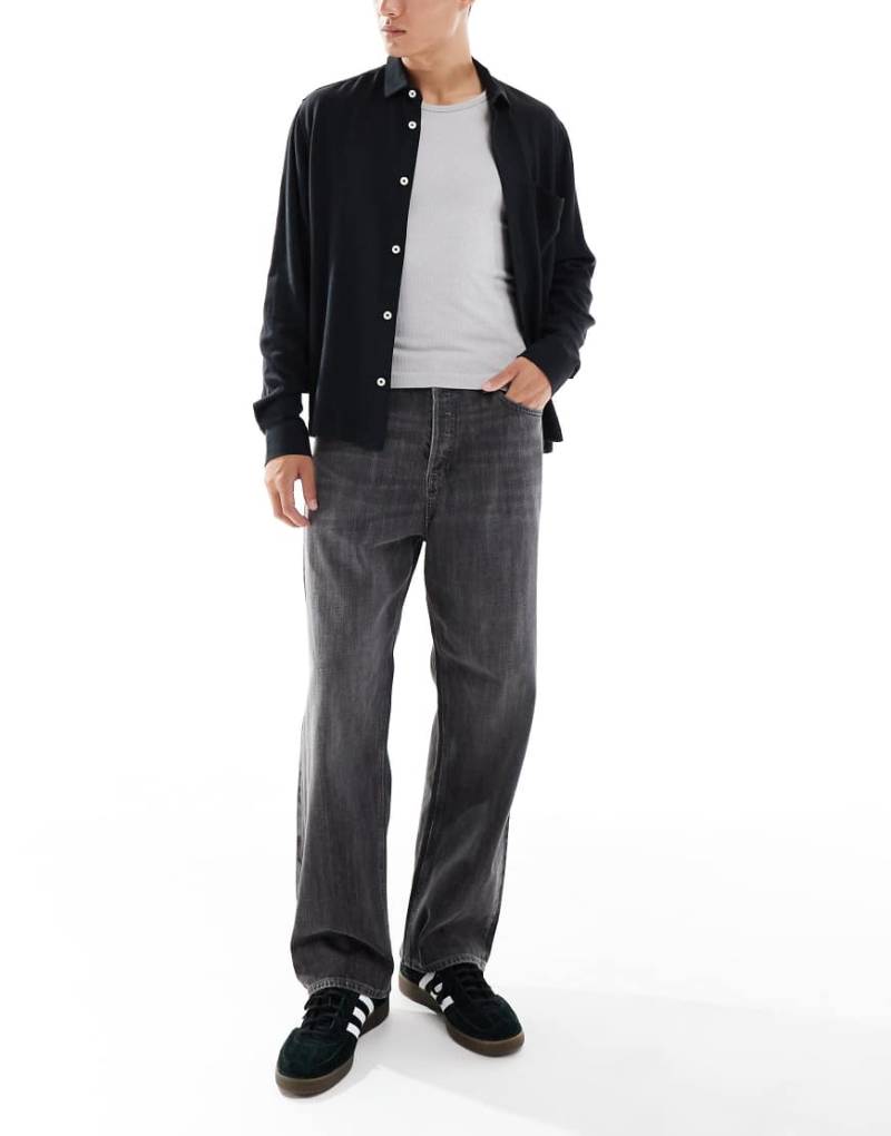 Jack & Jones - Alex - Weite Jeans in verwaschenem Schwarz von Jack & Jones