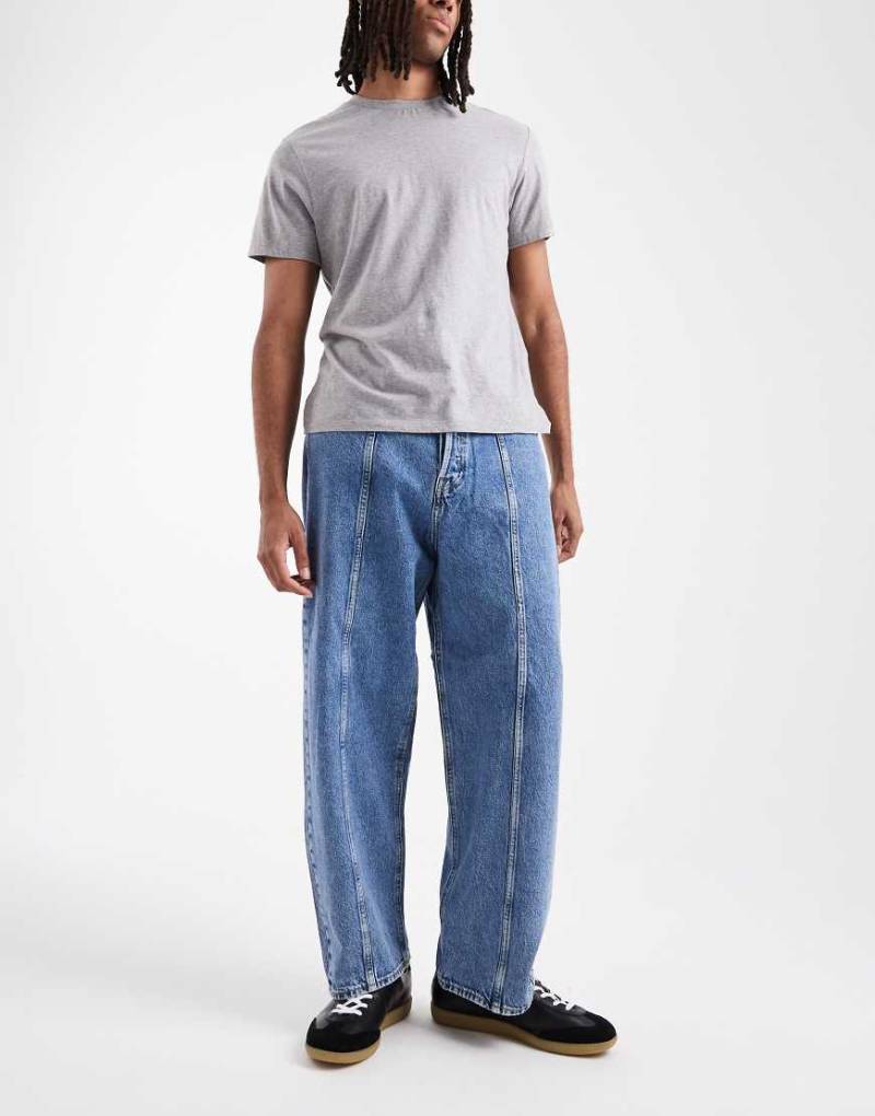 Jack & Jones - Baggy-Jeans in Mittelblau mit Nahtdetail von Jack & Jones