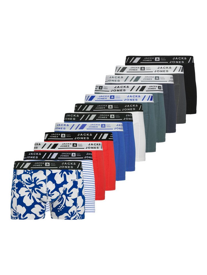 Jack & Jones Boxershorts Blumen & Streifen Design, Moderner Komfort 12er Pack (5-St) JACHAWAII STYLE TRUNKS 12 PACK LN von Jack & Jones