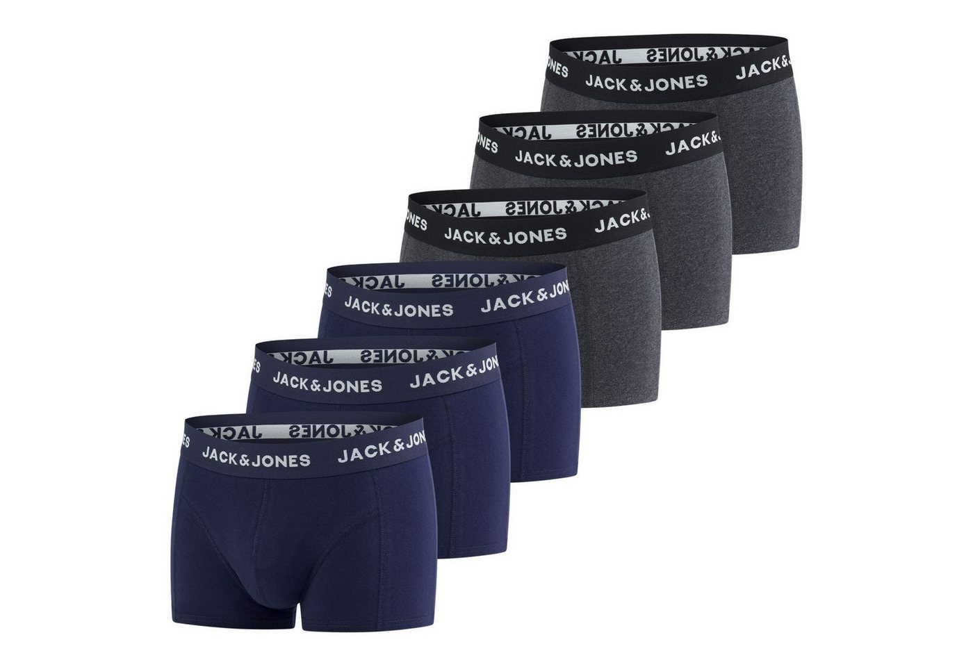 Jack & Jones Boxershorts Herren Retroshorts 6er Pack Basic Trunks (Vorteilspack, 6-St) Unterhosen mit Stretch von Jack & Jones