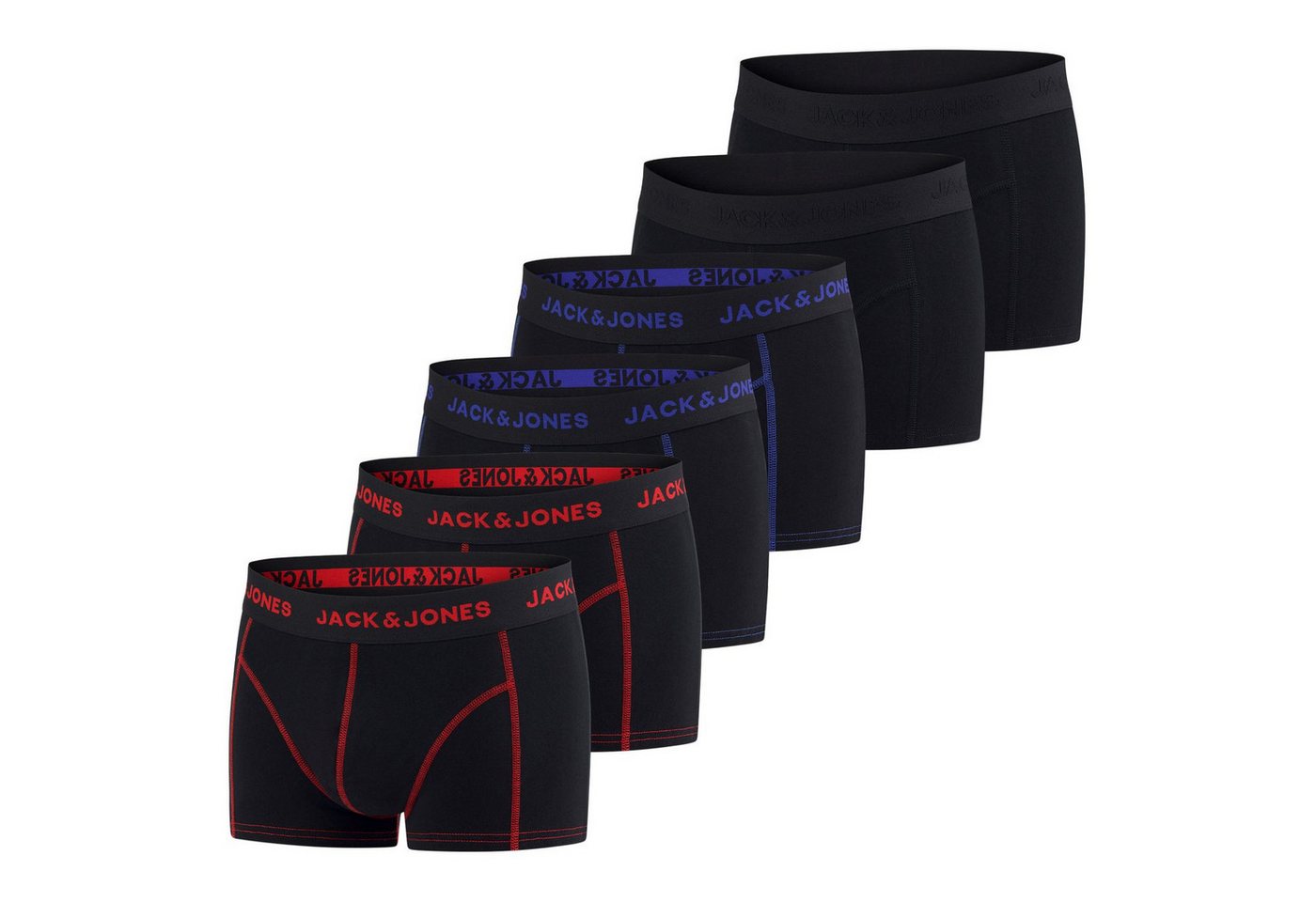 Jack & Jones Boxershorts Herren Retroshorts 6er Pack Basic Trunks (Vorteilspack, 6-St) Unterhosen mit Stretch von Jack & Jones