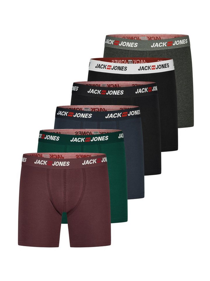 Jack & Jones Boxershorts Herren Retroshorts JACCORP 6er Pack Regular Fit (Vorteilspack, 6-St) Unterhosen mit Stretch von Jack & Jones