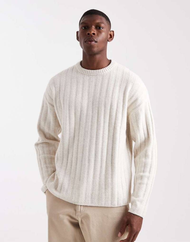 Jack & Jones - Breit gerippter Pullover in Beige mit Oversize-Schnitt-Neutral von Jack & Jones
