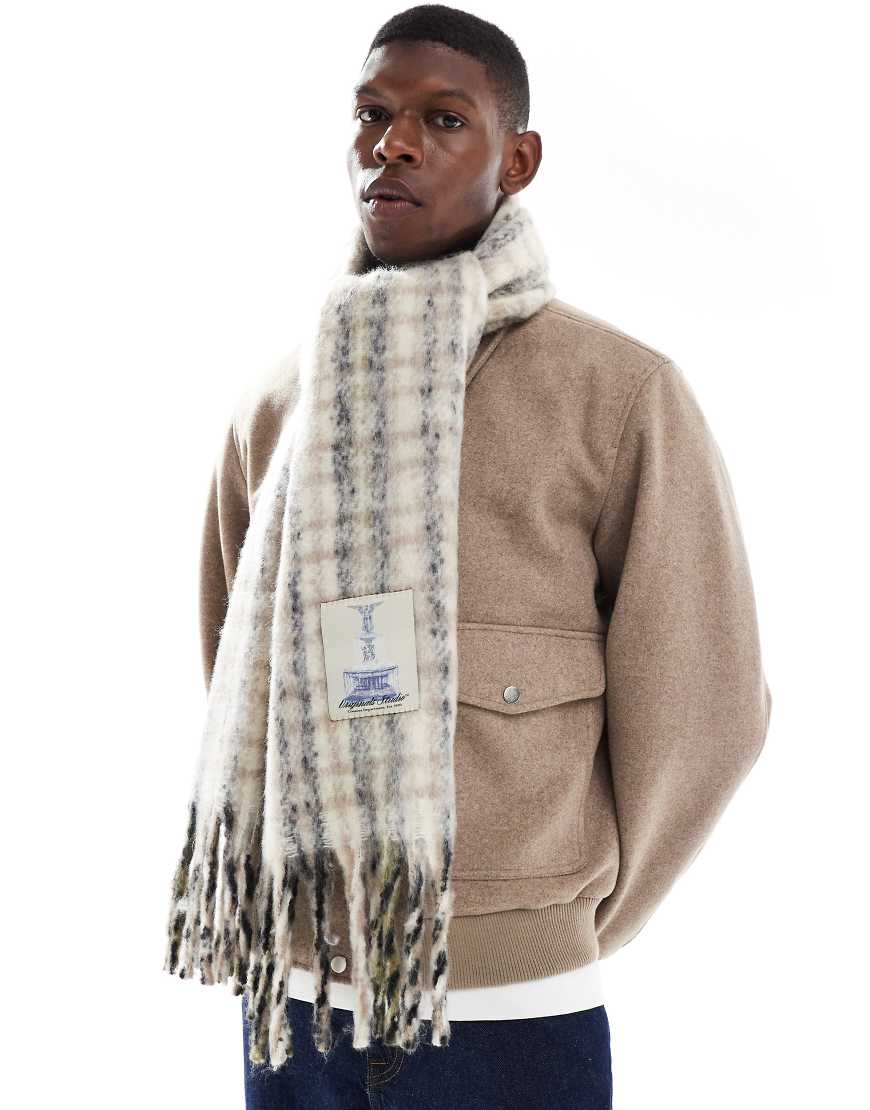 Jack & Jones - Breiter Schal in antik-weiß kariert von Jack & Jones