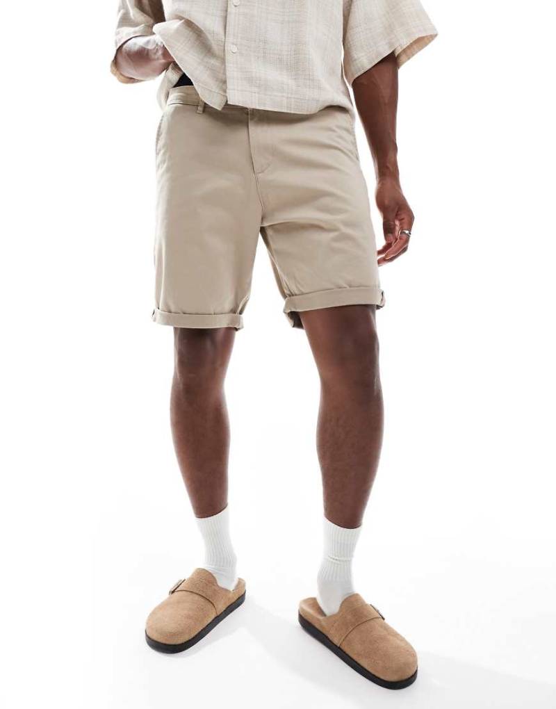 Jack & Jones - Chino-Shorts in Beige mit Umschlagsaum-Neutral von Jack & Jones