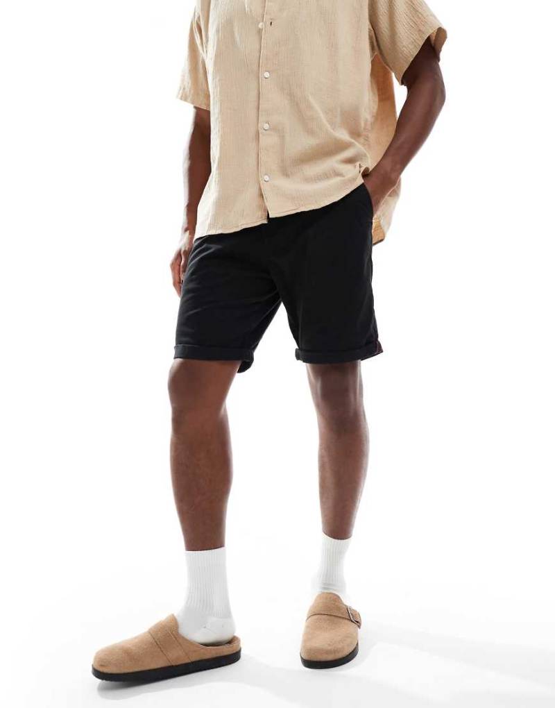 Jack & Jones - Chino-Shorts in Schwarz mit Umschlagsaum von Jack & Jones