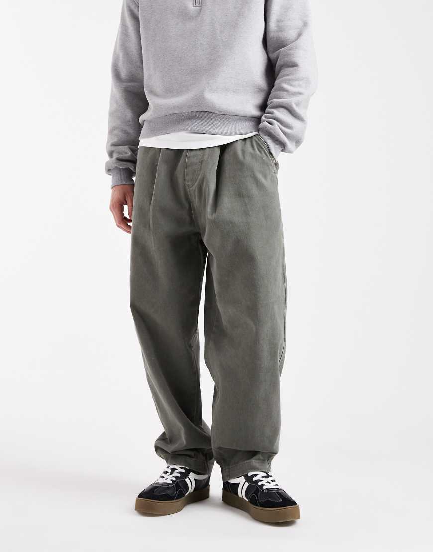 Jack & Jones - Cordhose in Khaki mit abgerundetem Beinschnitt und Kordelzug-Grün von Jack & Jones