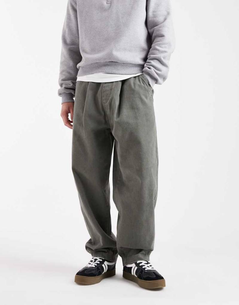 Jack & Jones - Cordhose in Khaki mit abgerundetem Beinschnitt und Kordelzug-Grün von Jack & Jones