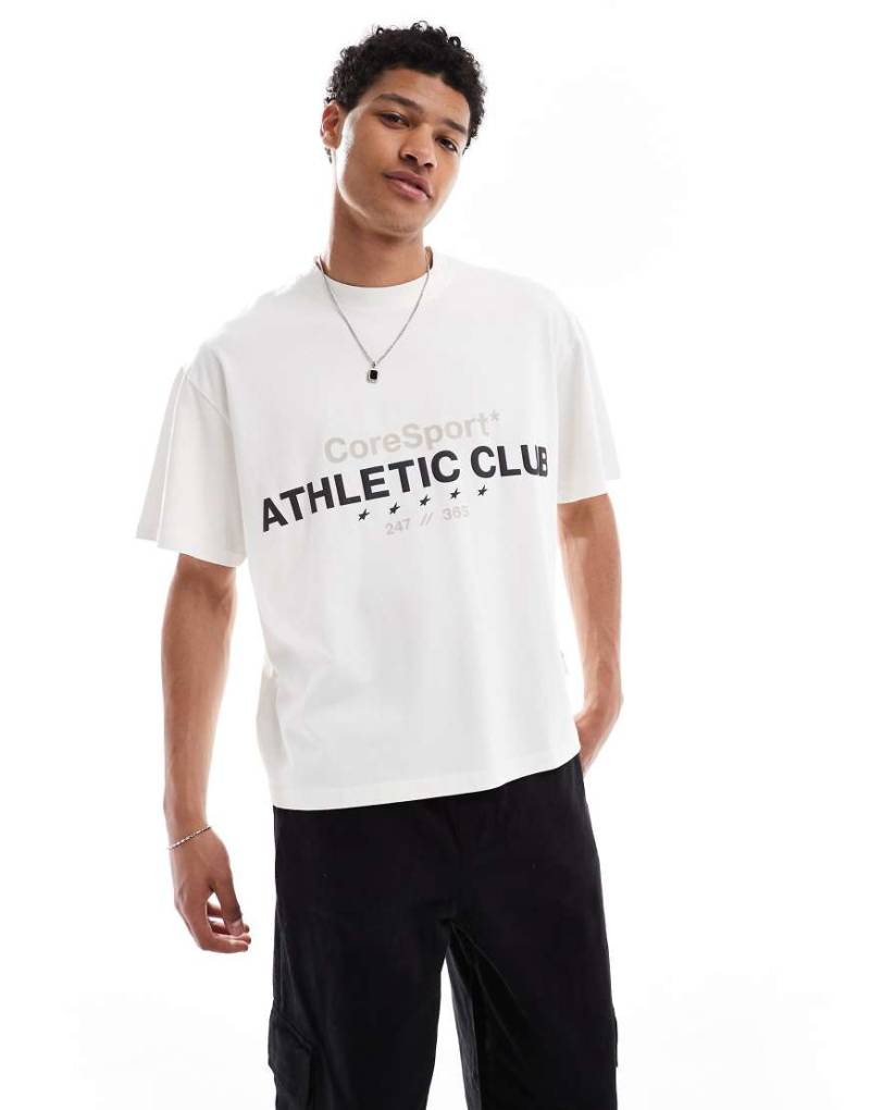 Jack & Jones - Cropped-T-Shirt in Boxy-Passform in Weiß mit Print auf der Vorderseite von Jack & Jones