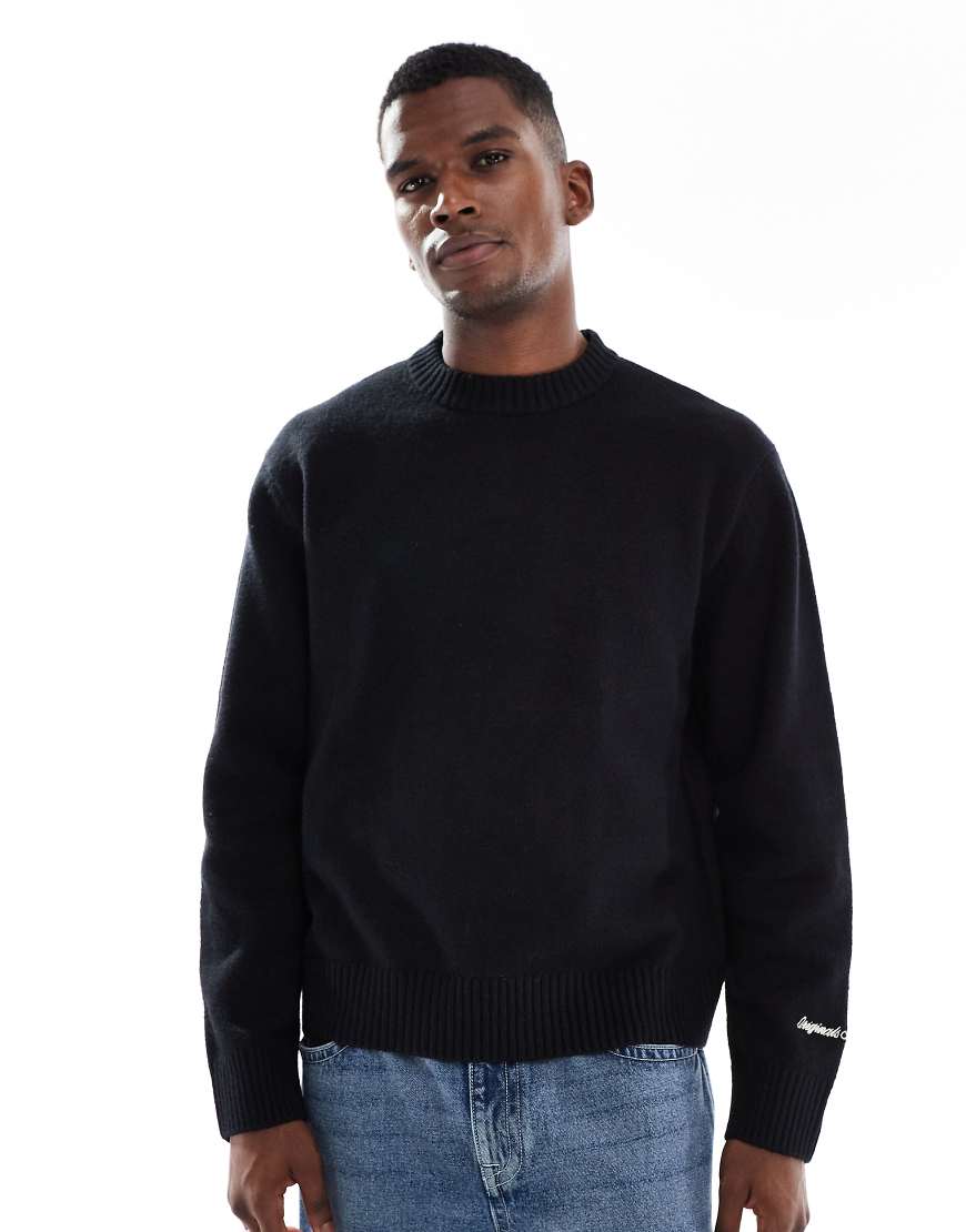 Jack & Jones - Dicker Oversize-Pullover in Schwarz mit Rundhalsausschnitt von Jack & Jones