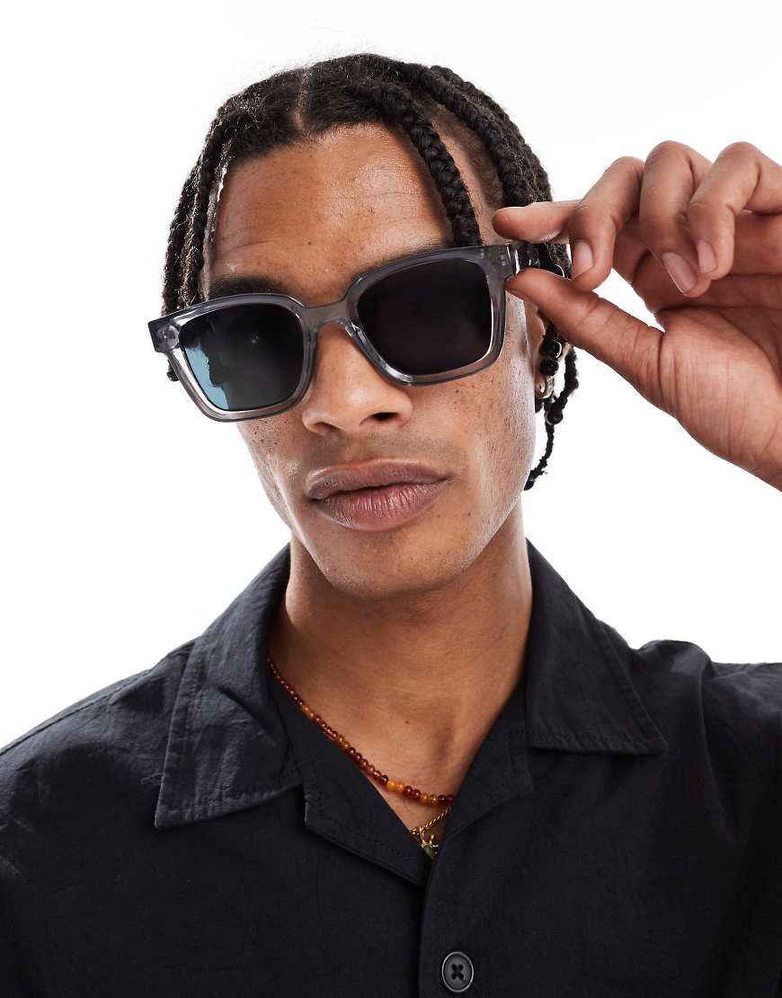 Jack & Jones - Eckige Sonnenbrille in Dunkelgrau von Jack & Jones