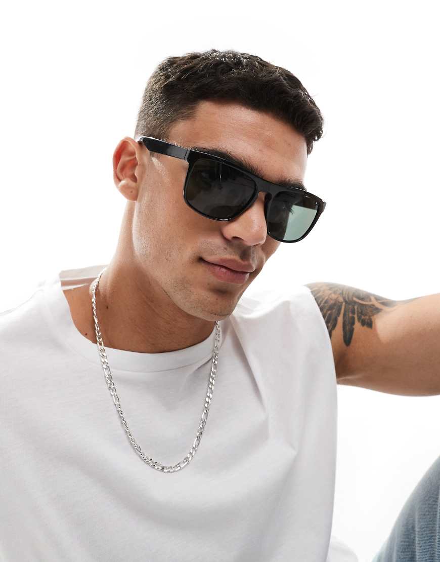Jack & Jones - Eckige Sonnenbrille in Schwarz von Jack & Jones