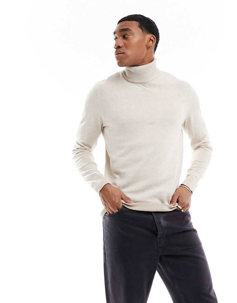 Jack & Jones Essentials - Rollkragenpullover in Hellbeige-Neutral von Jack & Jones
