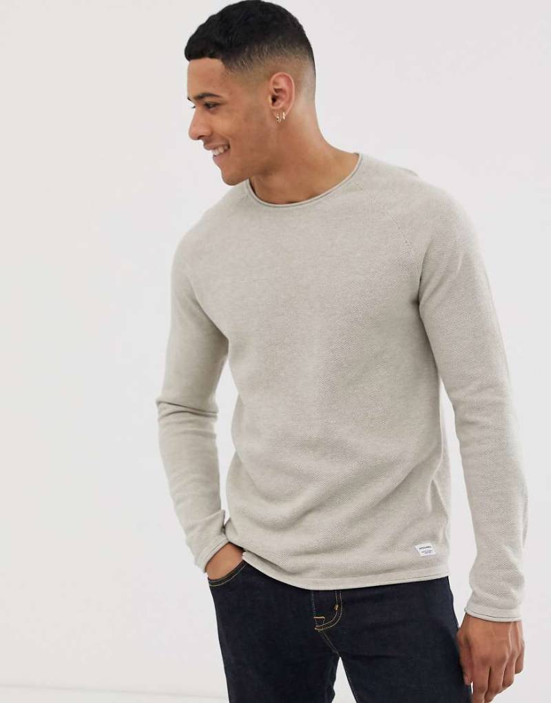 Jack & Jones - Essentials - Strickpullover mit Raglanärmeln und Rundhalsausschnitt-Neutral von Jack & Jones