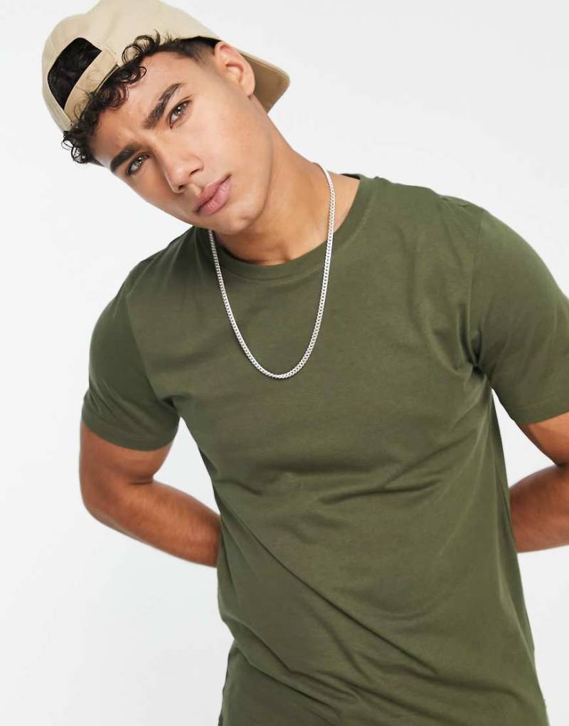 Jack & Jones Essentials - T-Shirt mit Baumwolle und Rundhalsausschnitt in Khaki - MGREEN-Grün von Jack & Jones