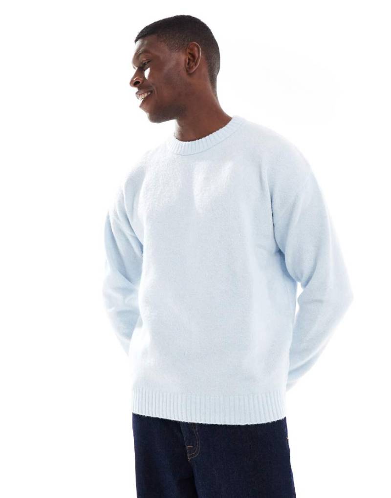 Jack & Jones - Flauschiger Oversize-Pullover in Hellblau mit Rundhalsausschnitt von Jack & Jones