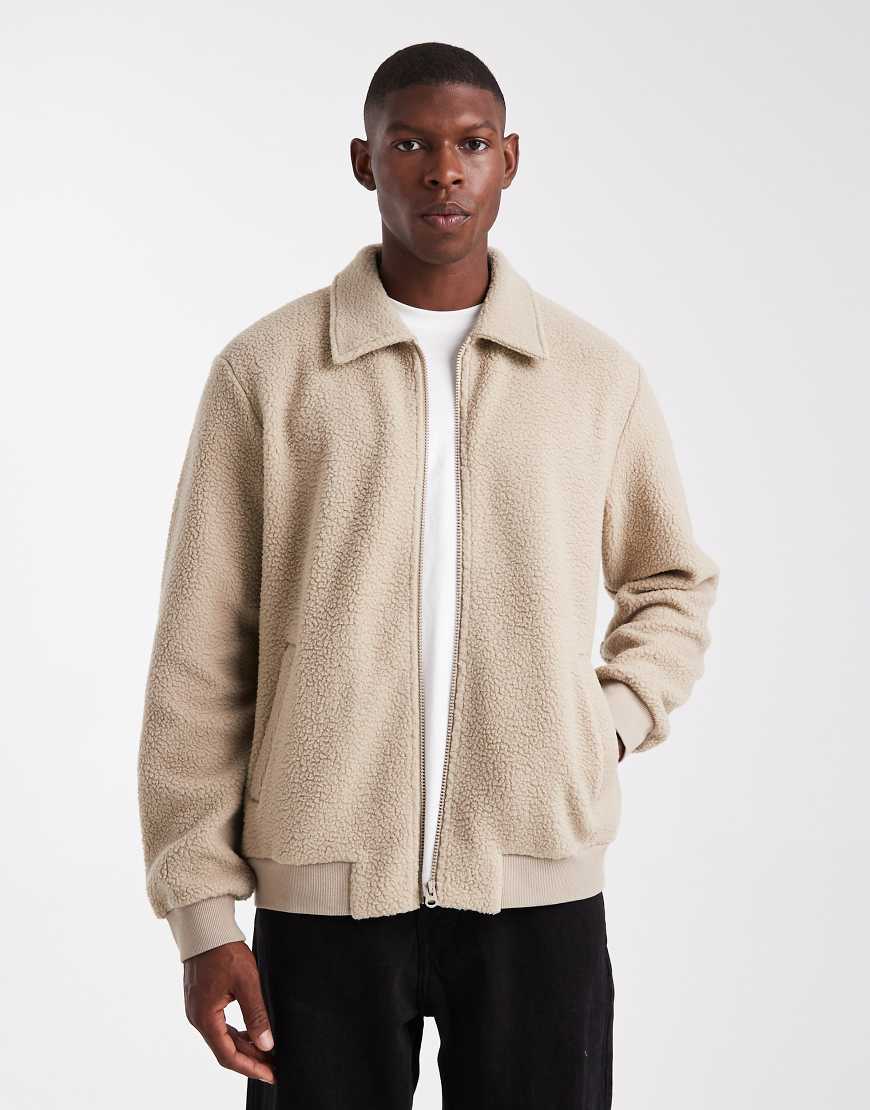 Jack & Jones - Fleece-Jacke in Beige mit Reißverschluss-Neutral von Jack & Jones