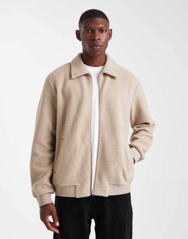 Jack & Jones - Fleece-Jacke in Beige mit Reißverschluss-Neutral von Jack & Jones