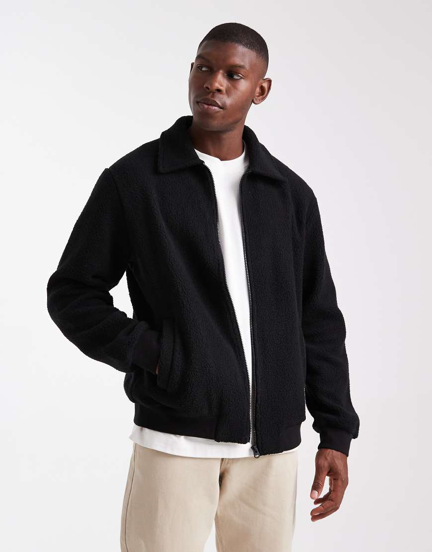 Jack & Jones - Fleece-Jacke in Schwarz mit Reißverschluss von Jack & Jones